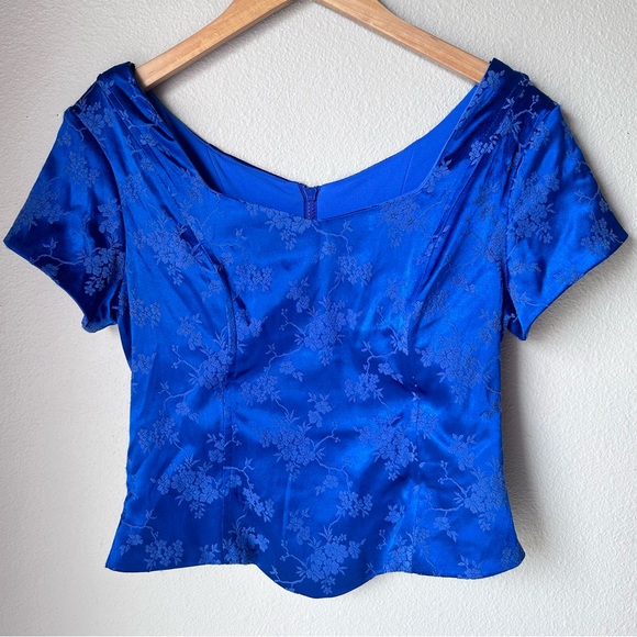 Jody California Royal Blue Floral Top Womens Size 9/10 - Picture 1 of 5